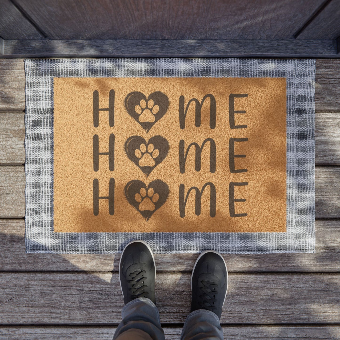 Home Sweet Home Dog Paw Print Welcome Mat