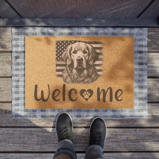 Golden Retriever Patriotic Welcome Mat