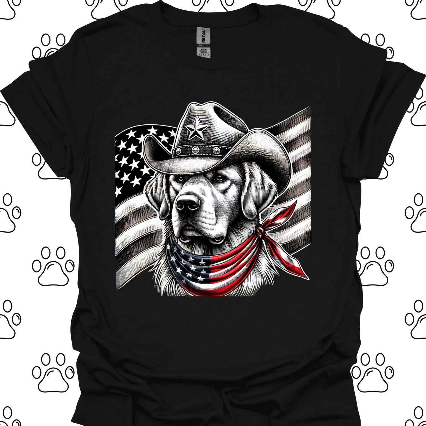 Golden Retriever Patriotic Cowboy T-Shirt