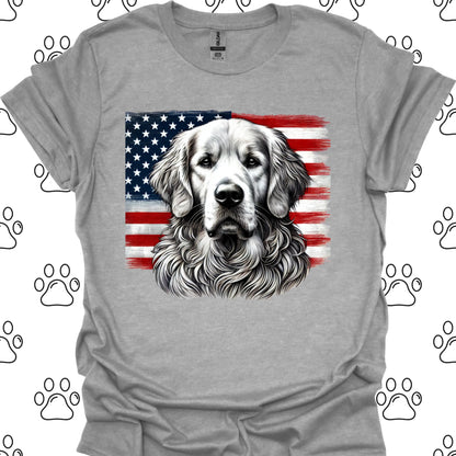 Golden Retriever Patriotic American Flag T-Shirt