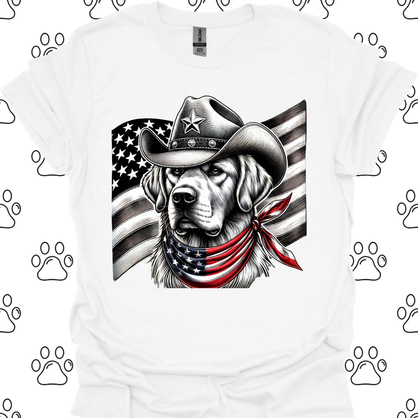 Golden Retriever Patriotic Cowboy T-Shirt