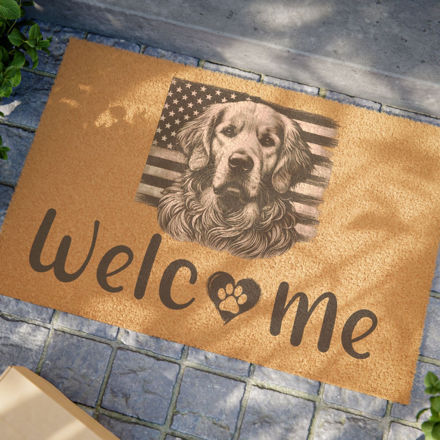 Golden Retriever Patriotic Welcome Mat