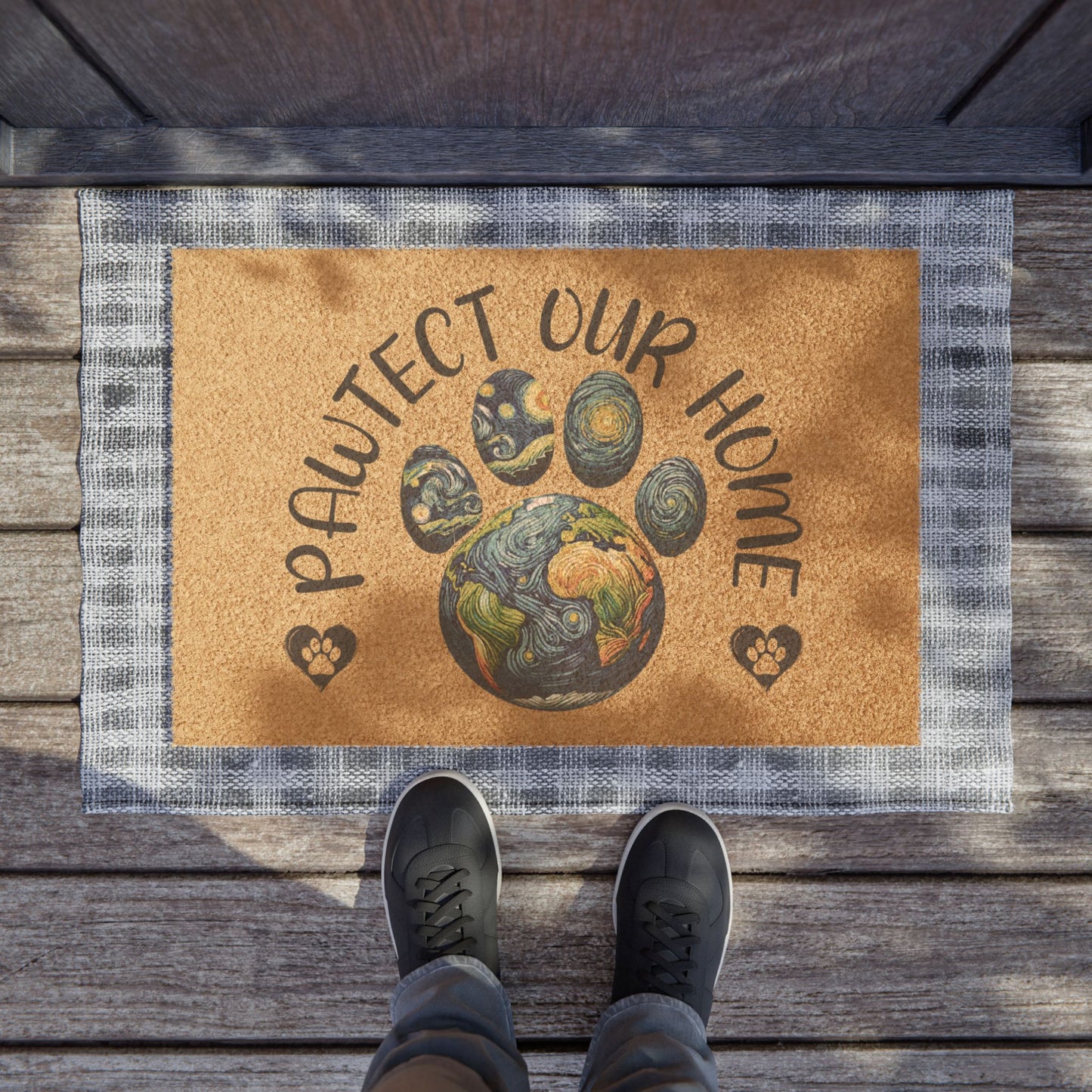 Pawtect Our Home Paw Print Door Mat