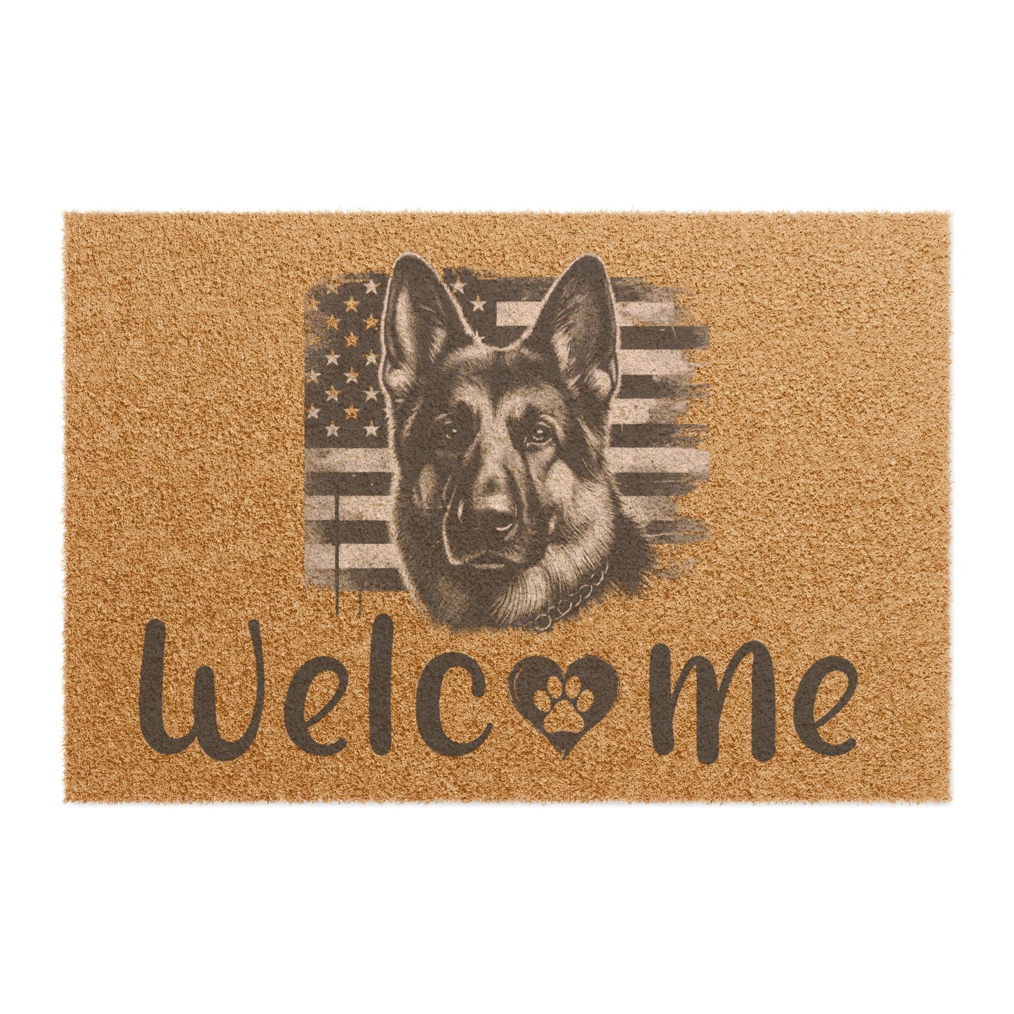 German Shepherd American Flag Welcome Mat