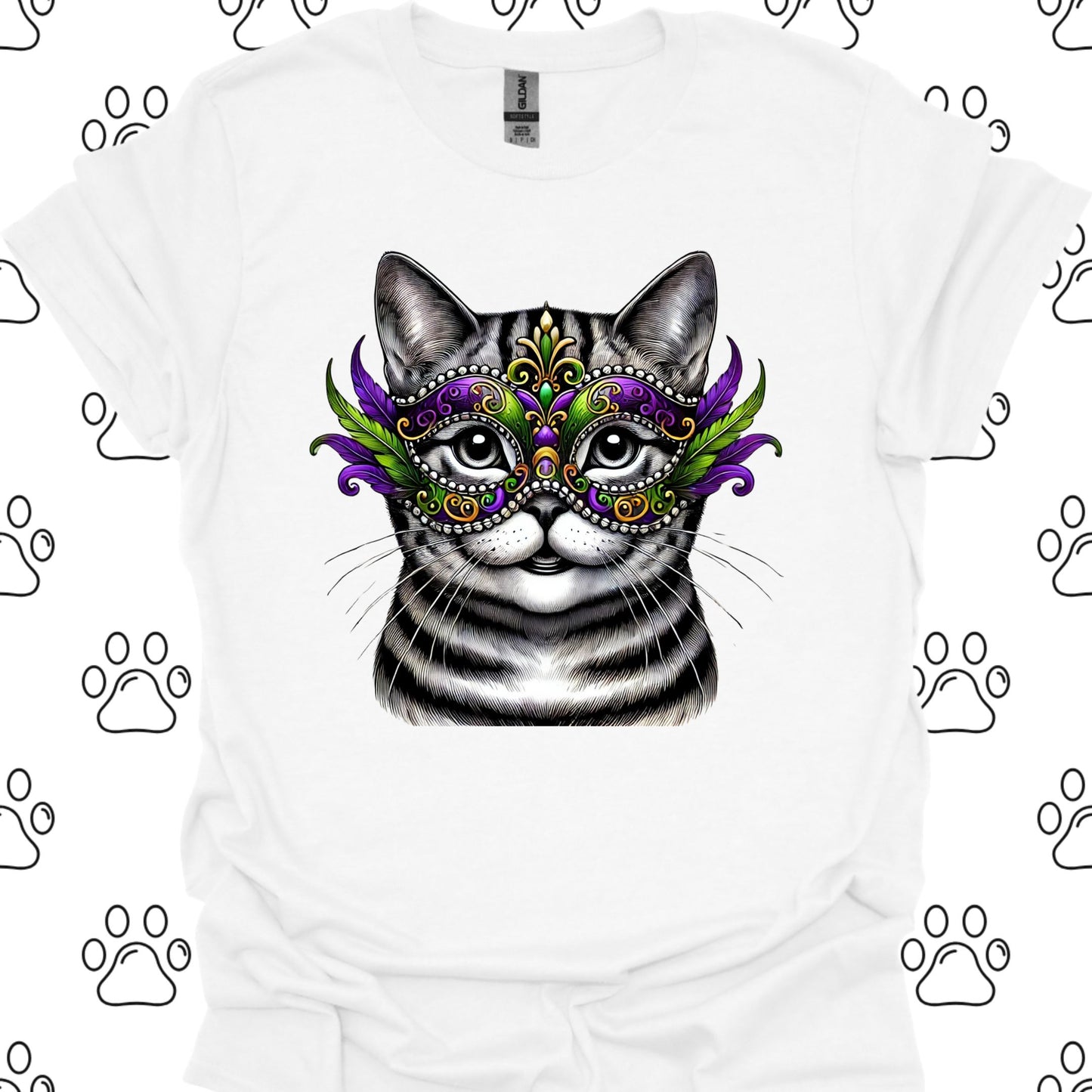 American Shorthair Cat Mardi Gras Mask T-Shirt