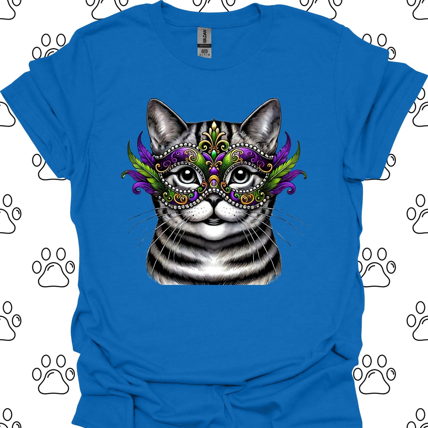 American Shorthair Cat Mardi Gras Mask T-Shirt