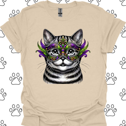 American Shorthair Cat Mardi Gras Mask T-Shirt