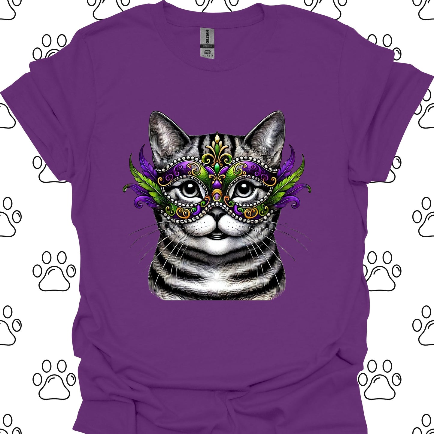 American Shorthair Cat Mardi Gras Mask T-Shirt