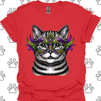 American Shorthair Cat Mardi Gras Mask T-Shirt