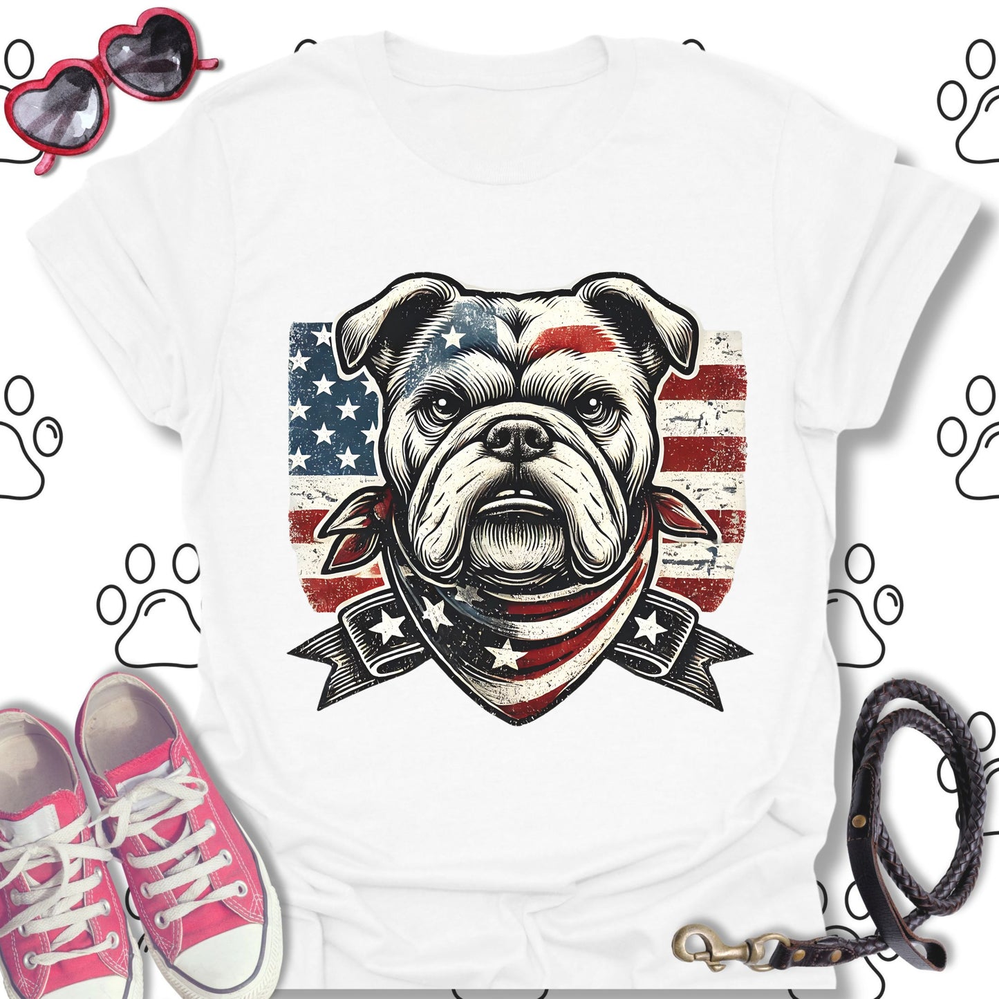 Patriotic Vintage Bulldog Americana