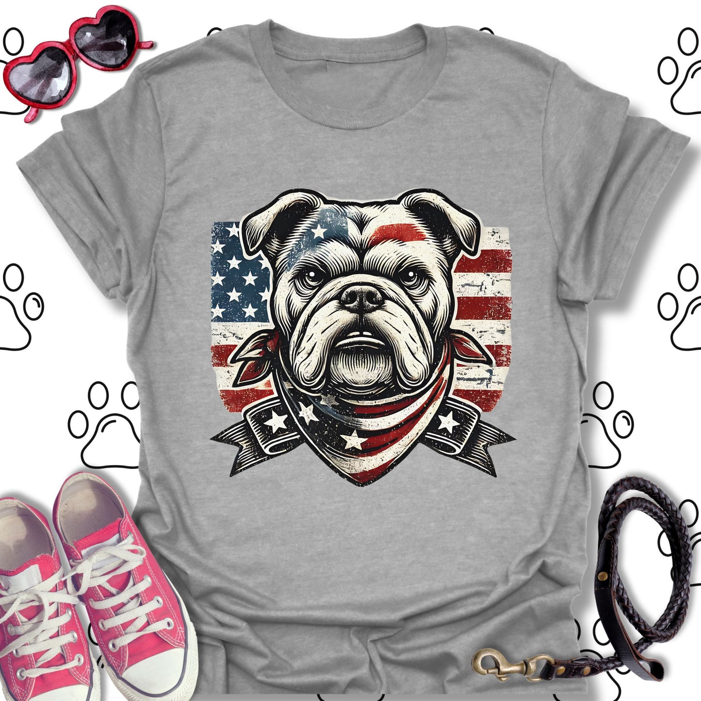 Patriotic Vintage Bulldog Americana