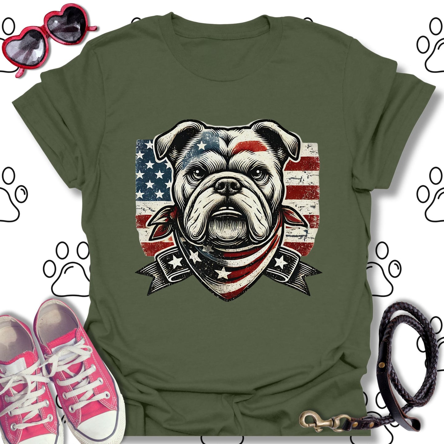 Patriotic Vintage Bulldog Americana
