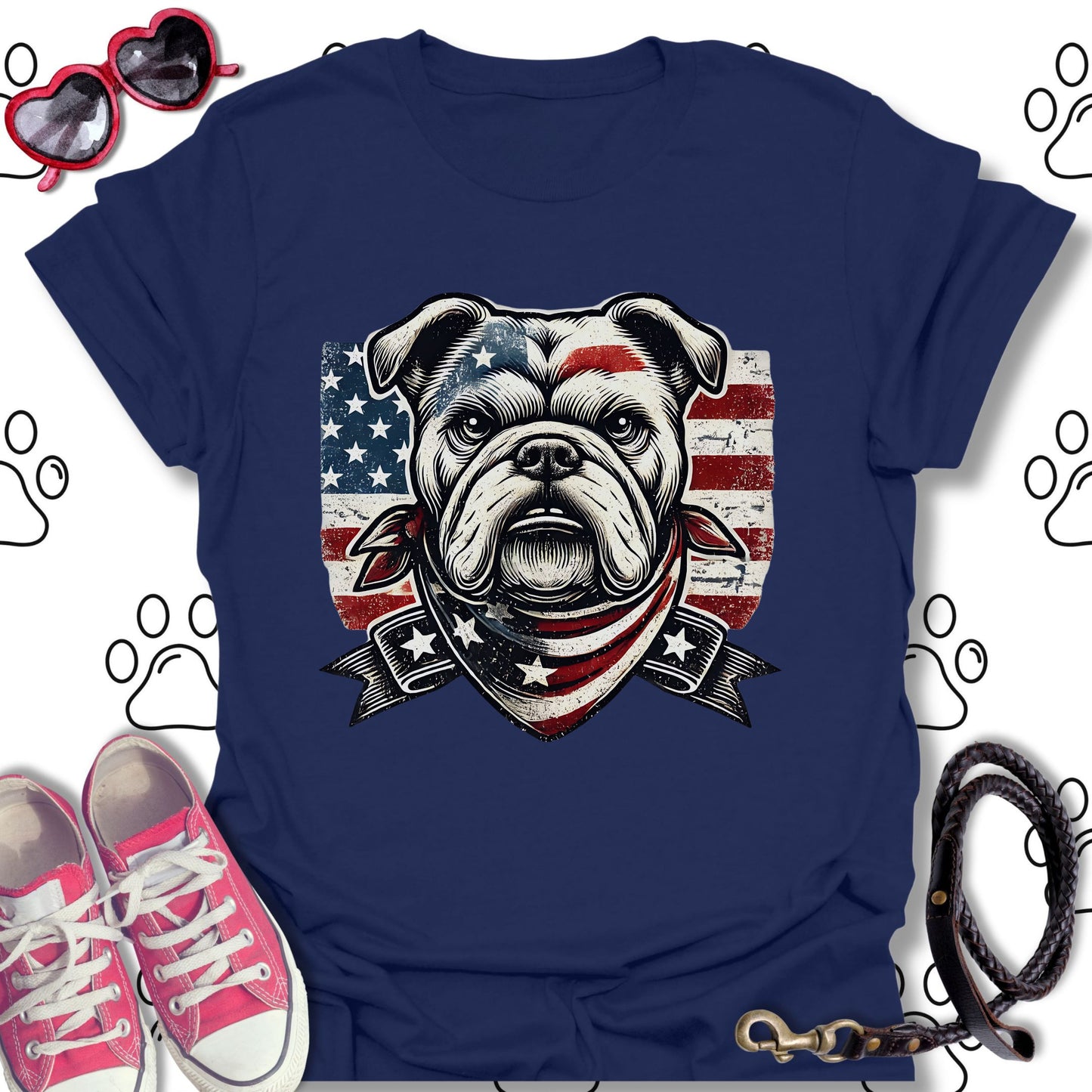 Patriotic Vintage Bulldog Americana