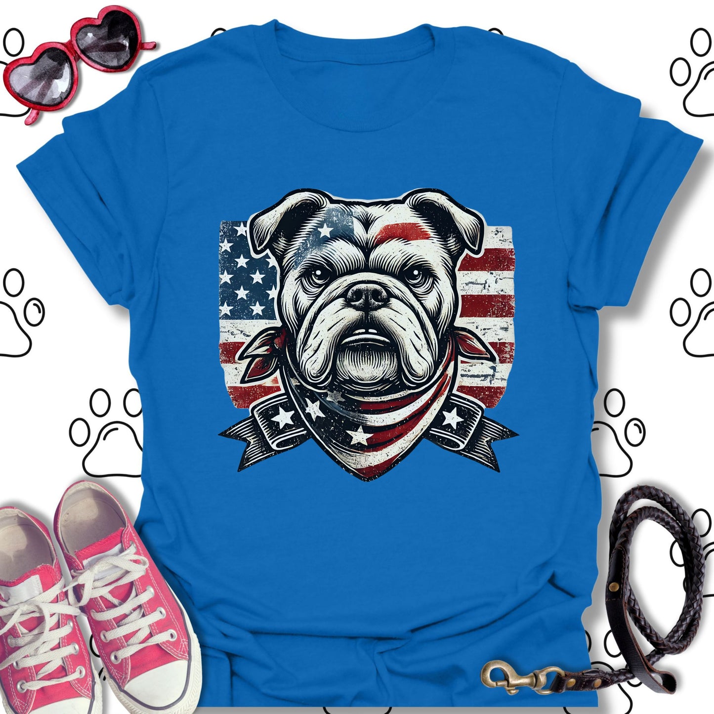 Patriotic Vintage Bulldog Americana
