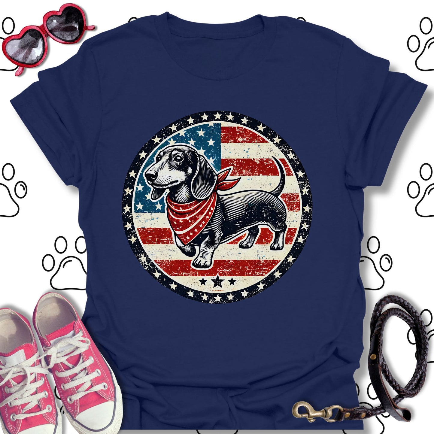 Patriotic Dachshund Vintage USA
