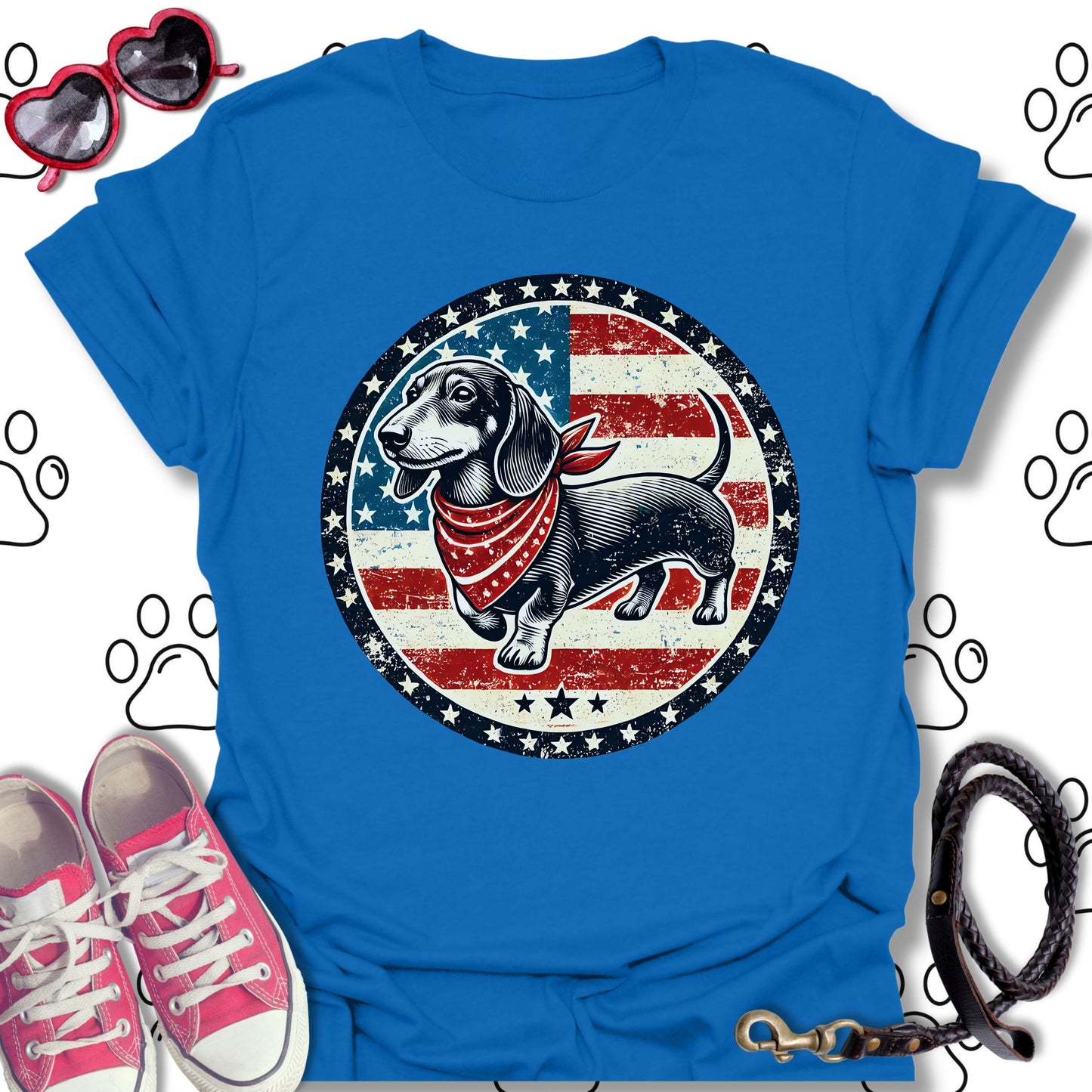Patriotic Dachshund Vintage USA