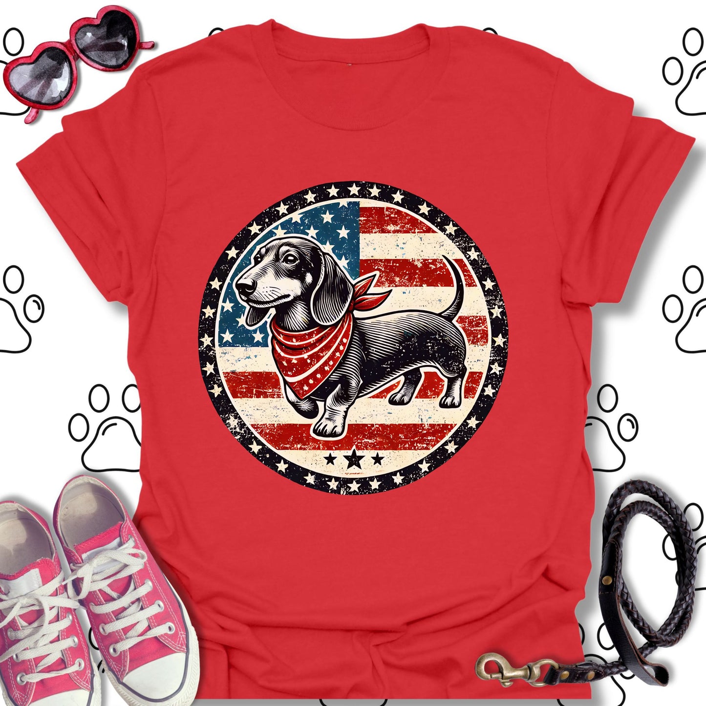 Patriotic Dachshund Vintage USA