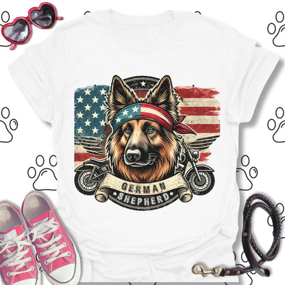 Patriotic Biker German Shepherd