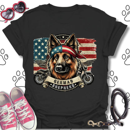 Patriotic Biker German Shepherd