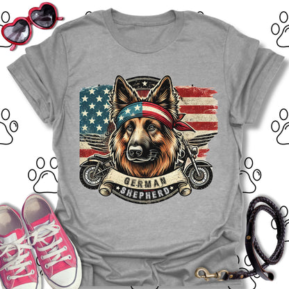 Patriotic Biker German Shepherd