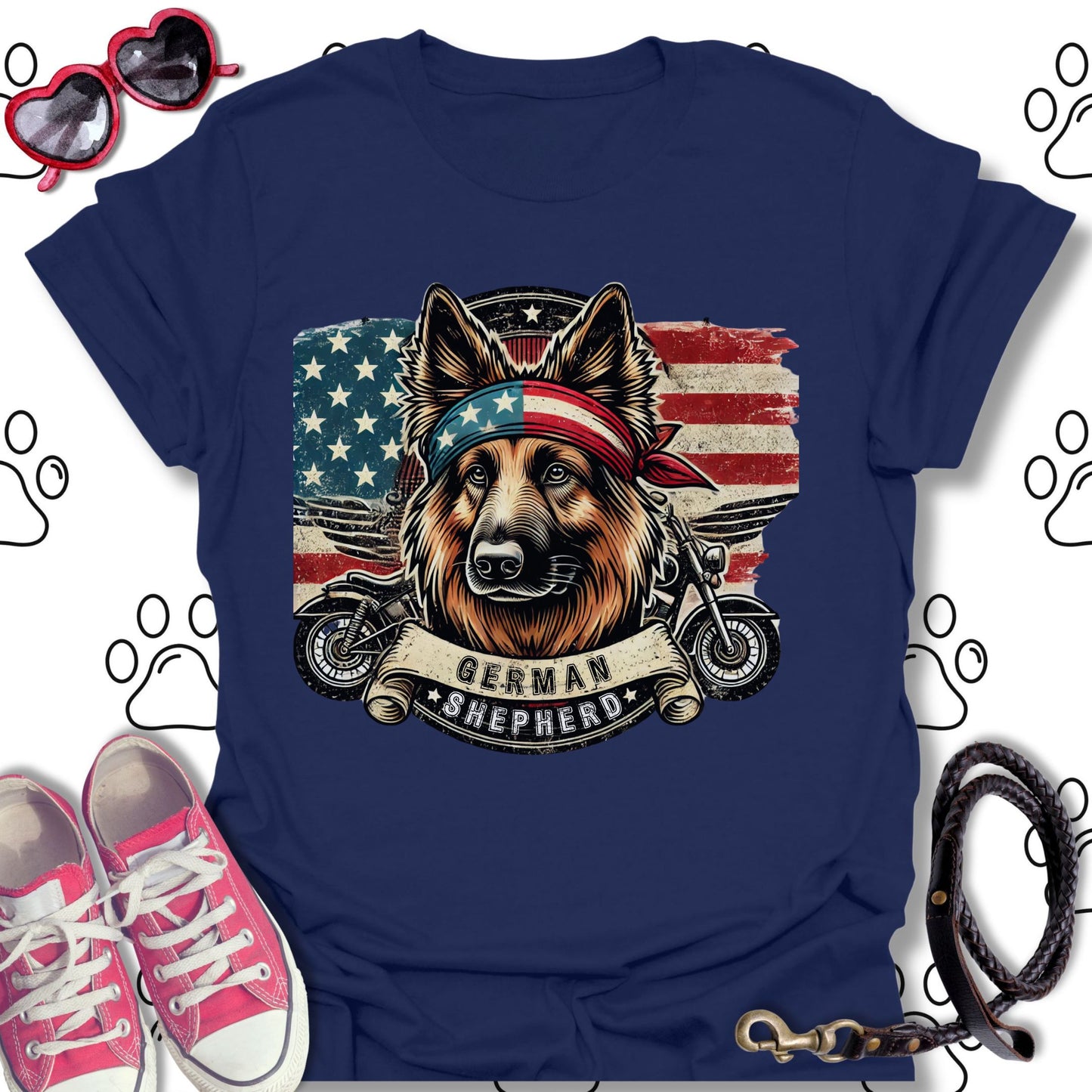Patriotic Biker German Shepherd