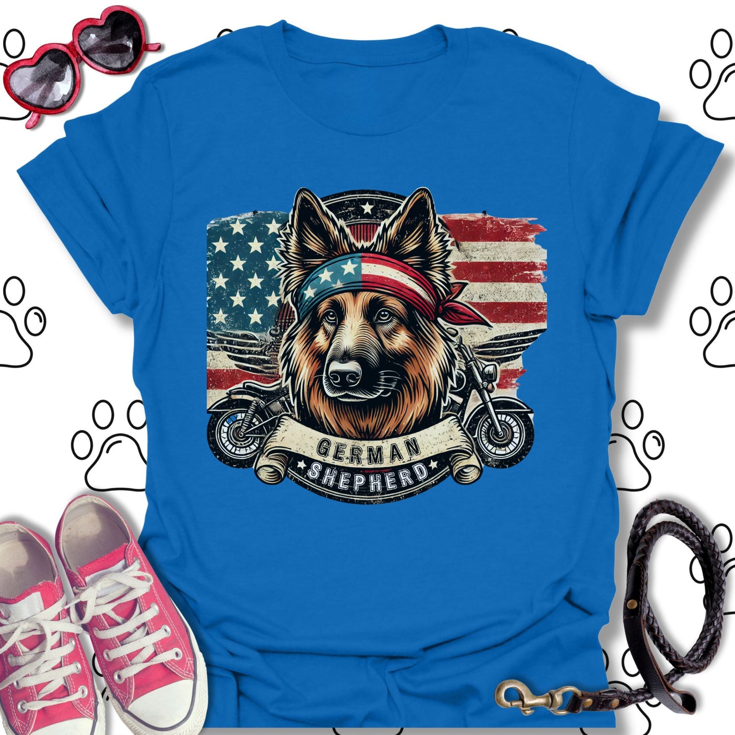 Patriotic Biker German Shepherd
