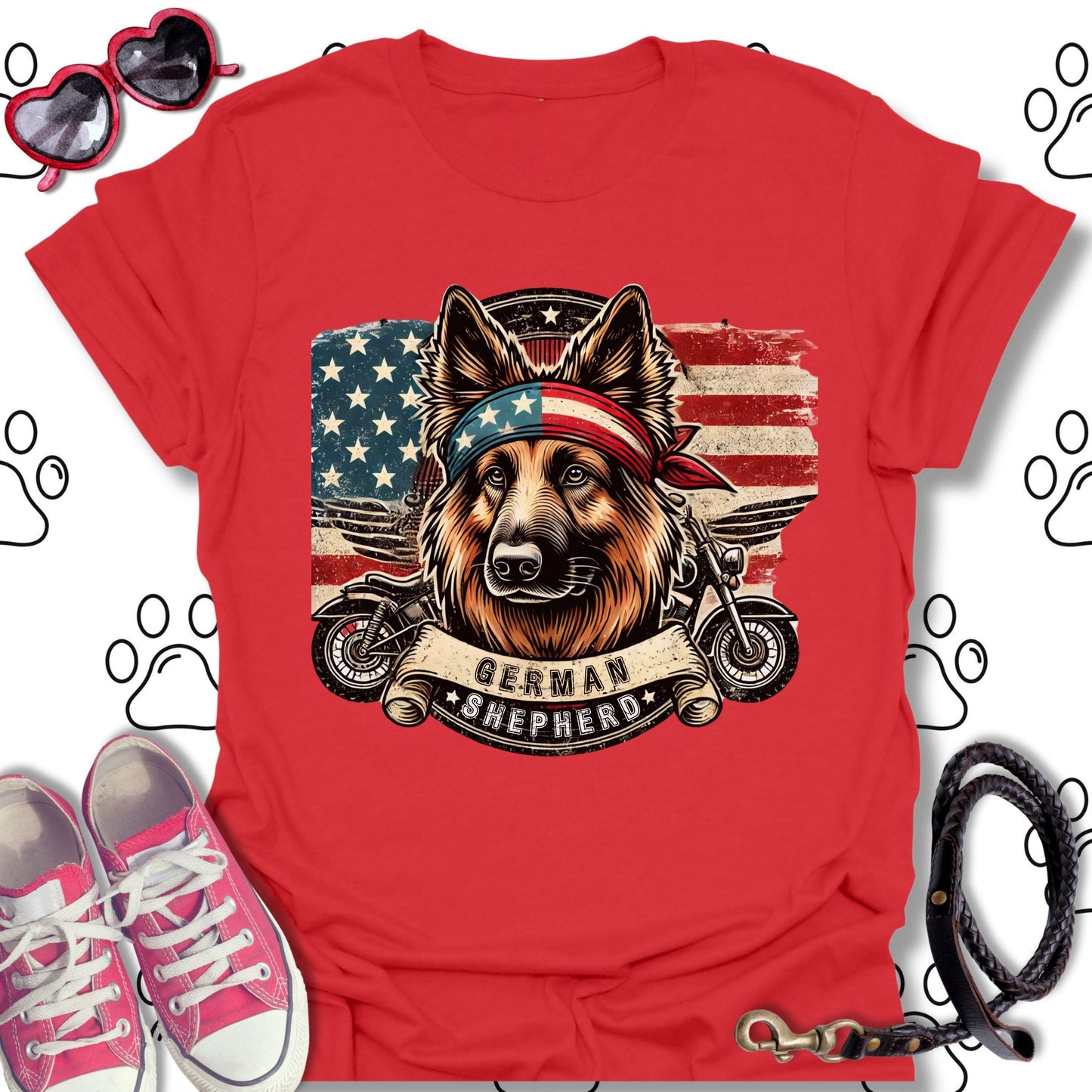 Patriotic Biker German Shepherd
