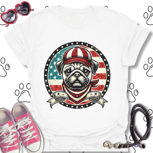 Patriotic Vintage Pug USA Flag
