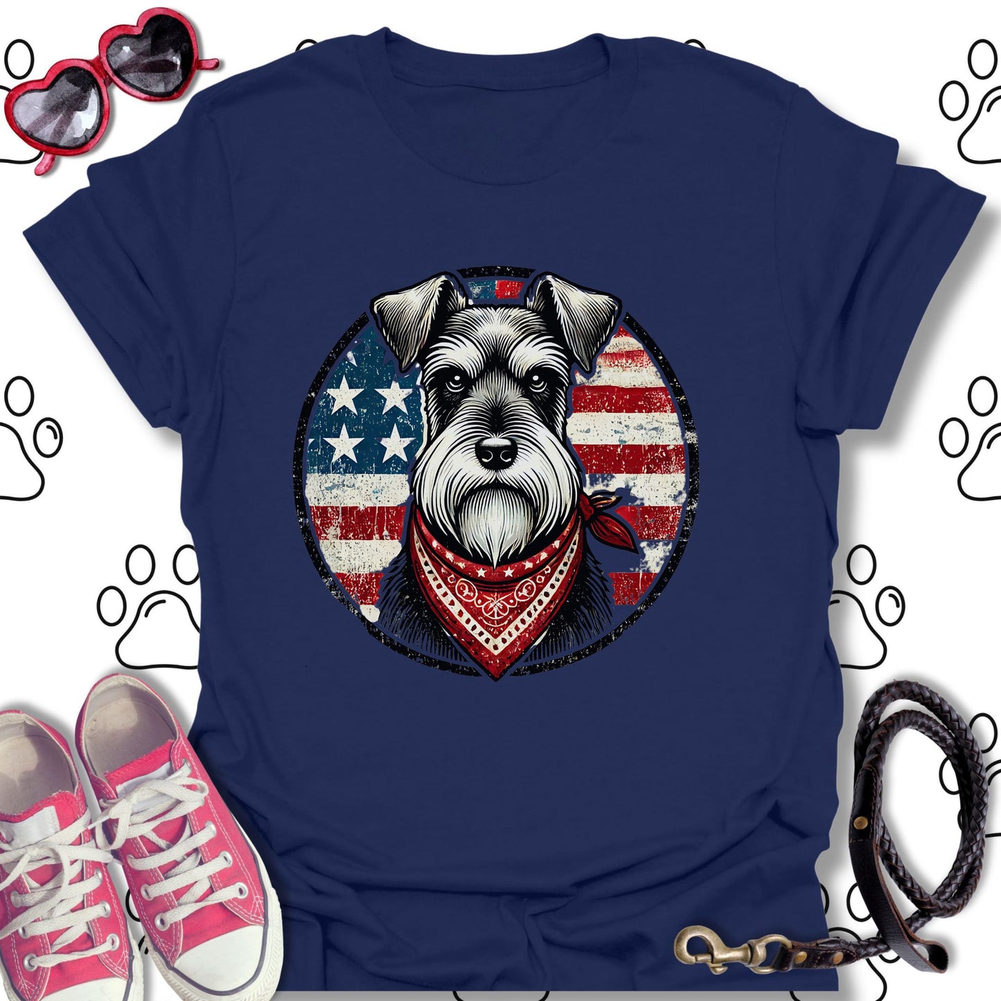 Patriotic Vintage Schnauzer American Flag