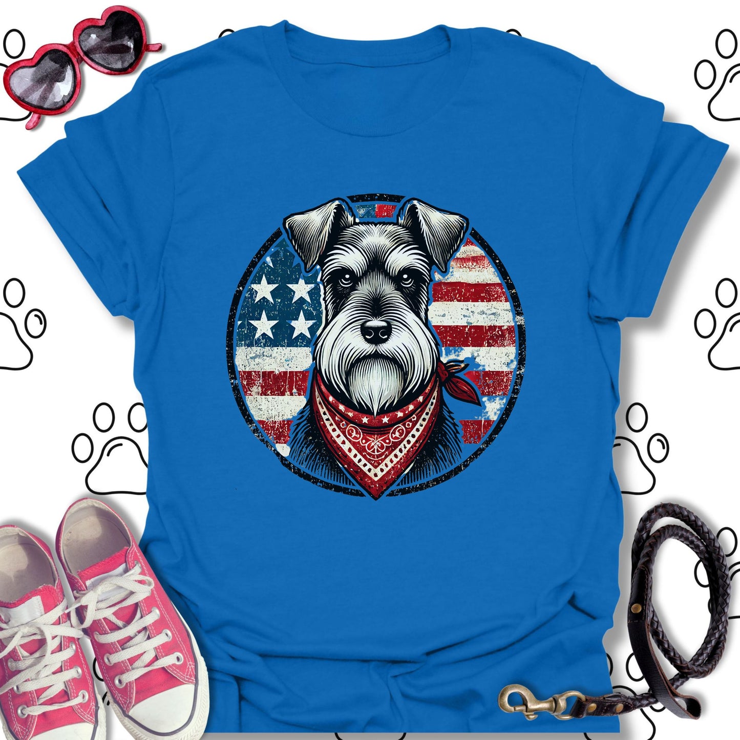 Patriotic Vintage Schnauzer American Flag