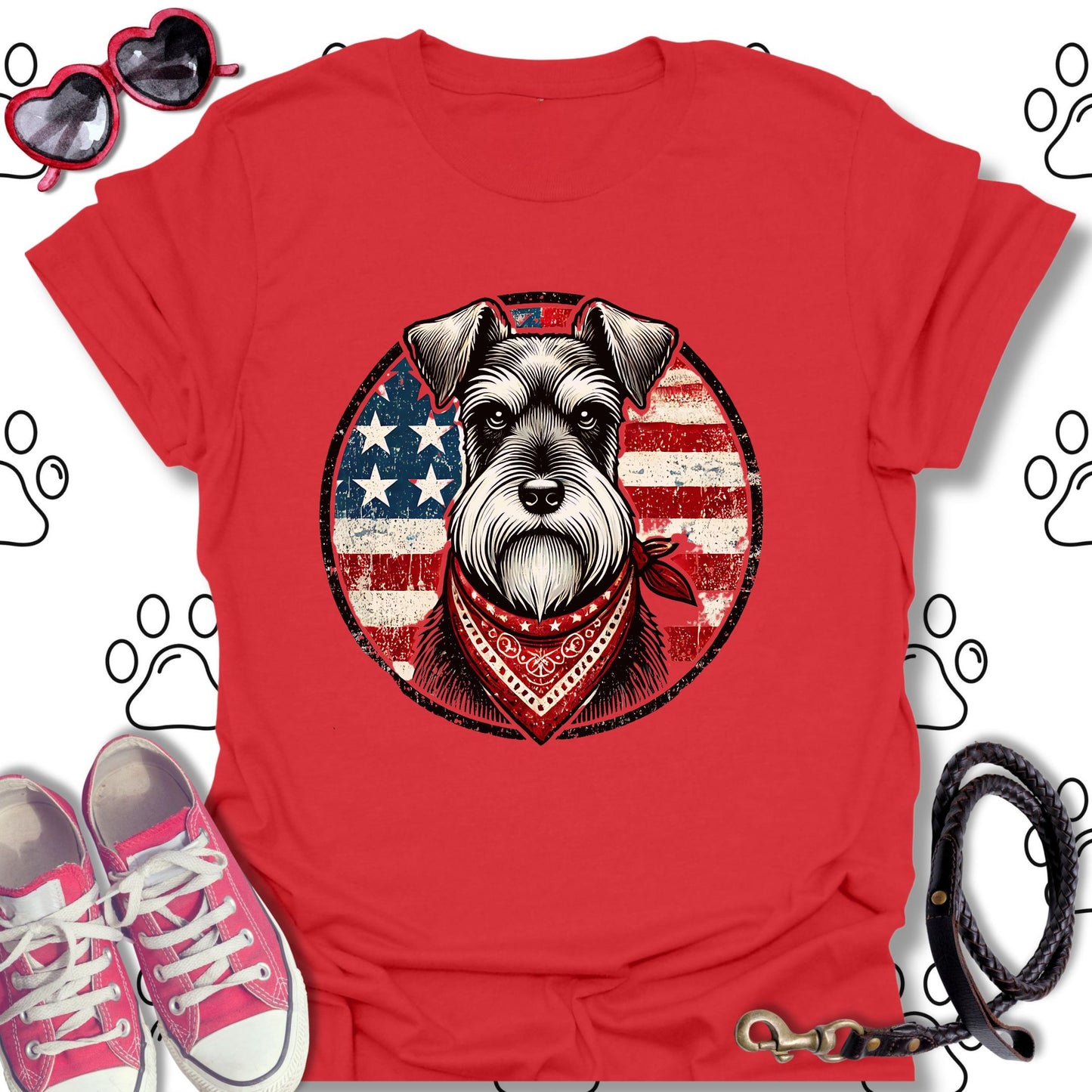 Patriotic Vintage Schnauzer American Flag