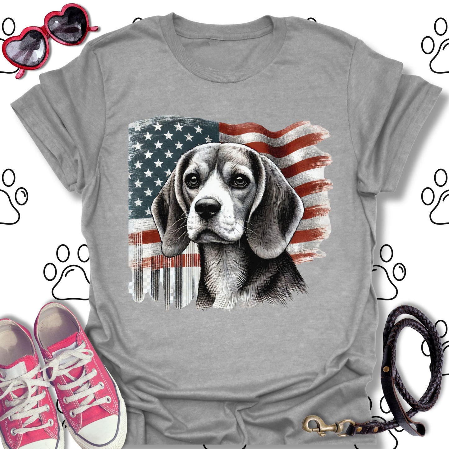Beagle American Flag T-Shirt