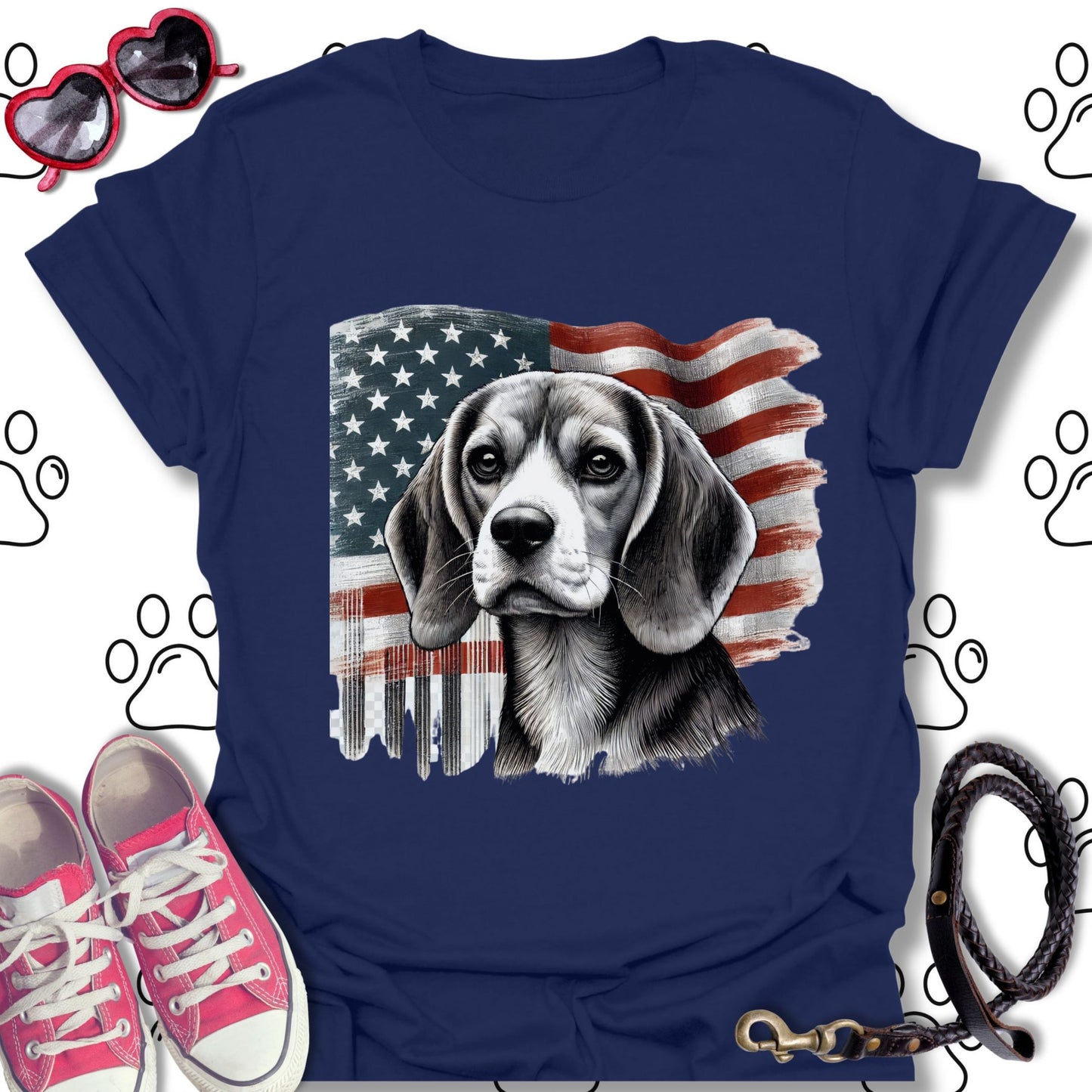 Beagle American Flag T-Shirt