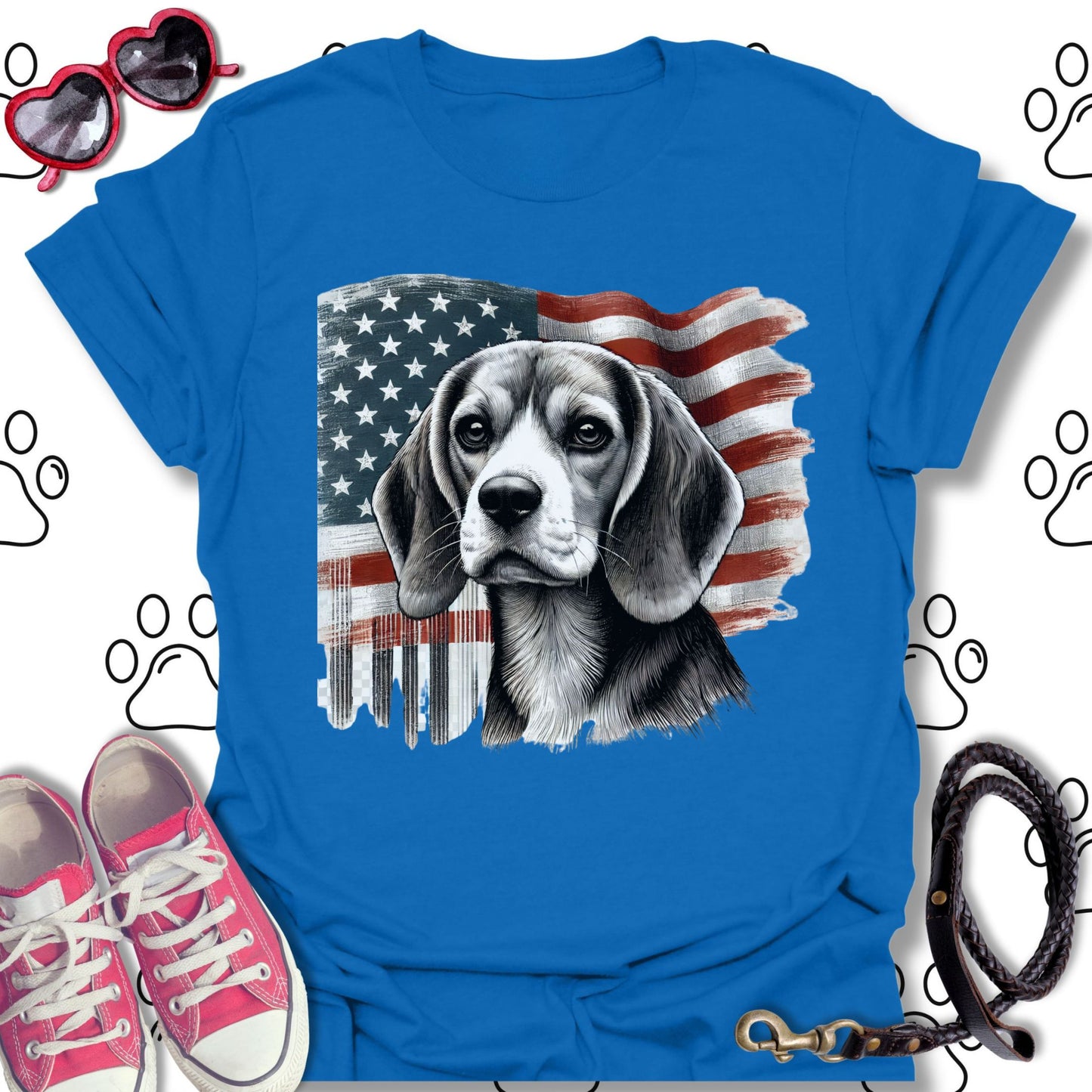 Beagle American Flag T-Shirt