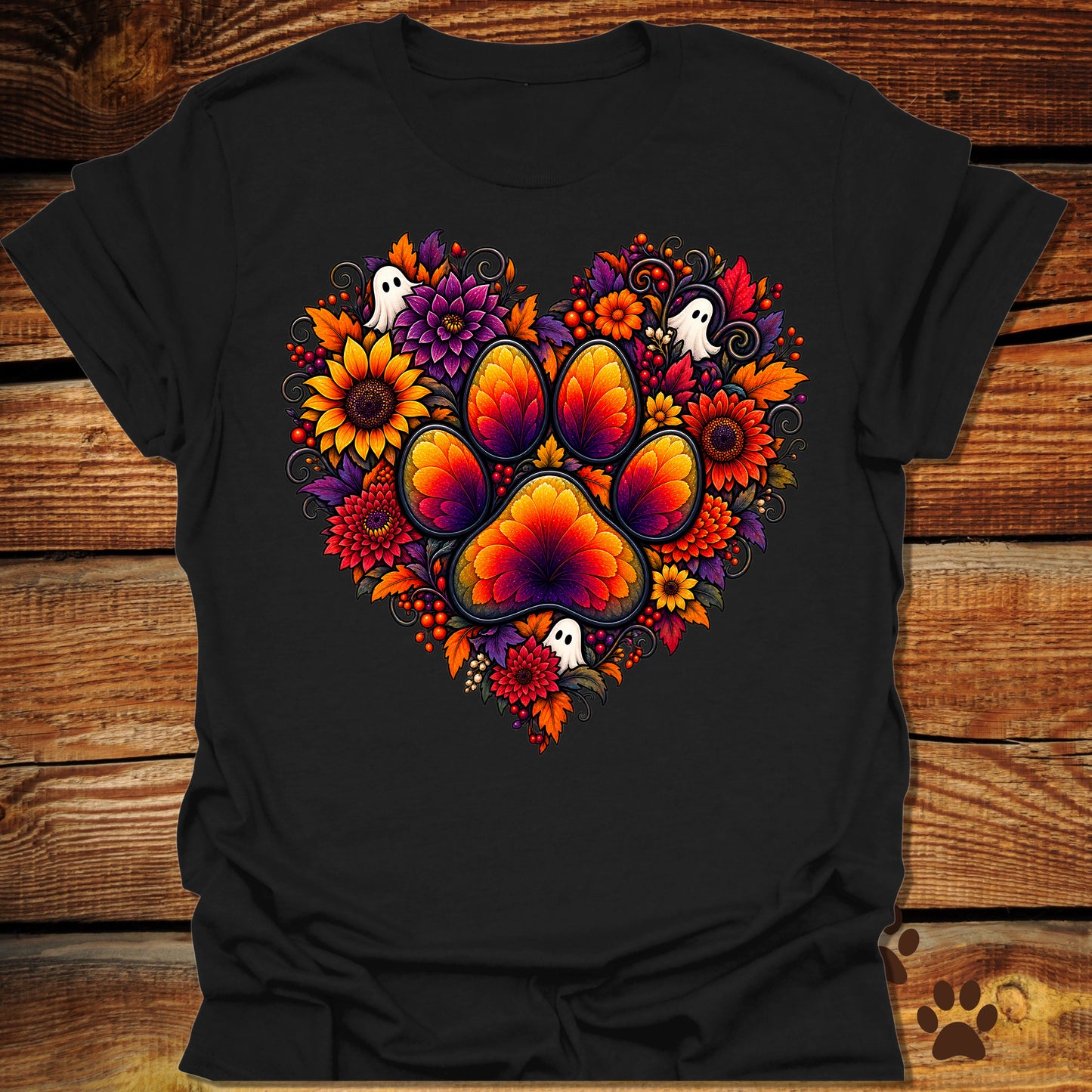 Hidden Ghost Paw Heart T-Shirt