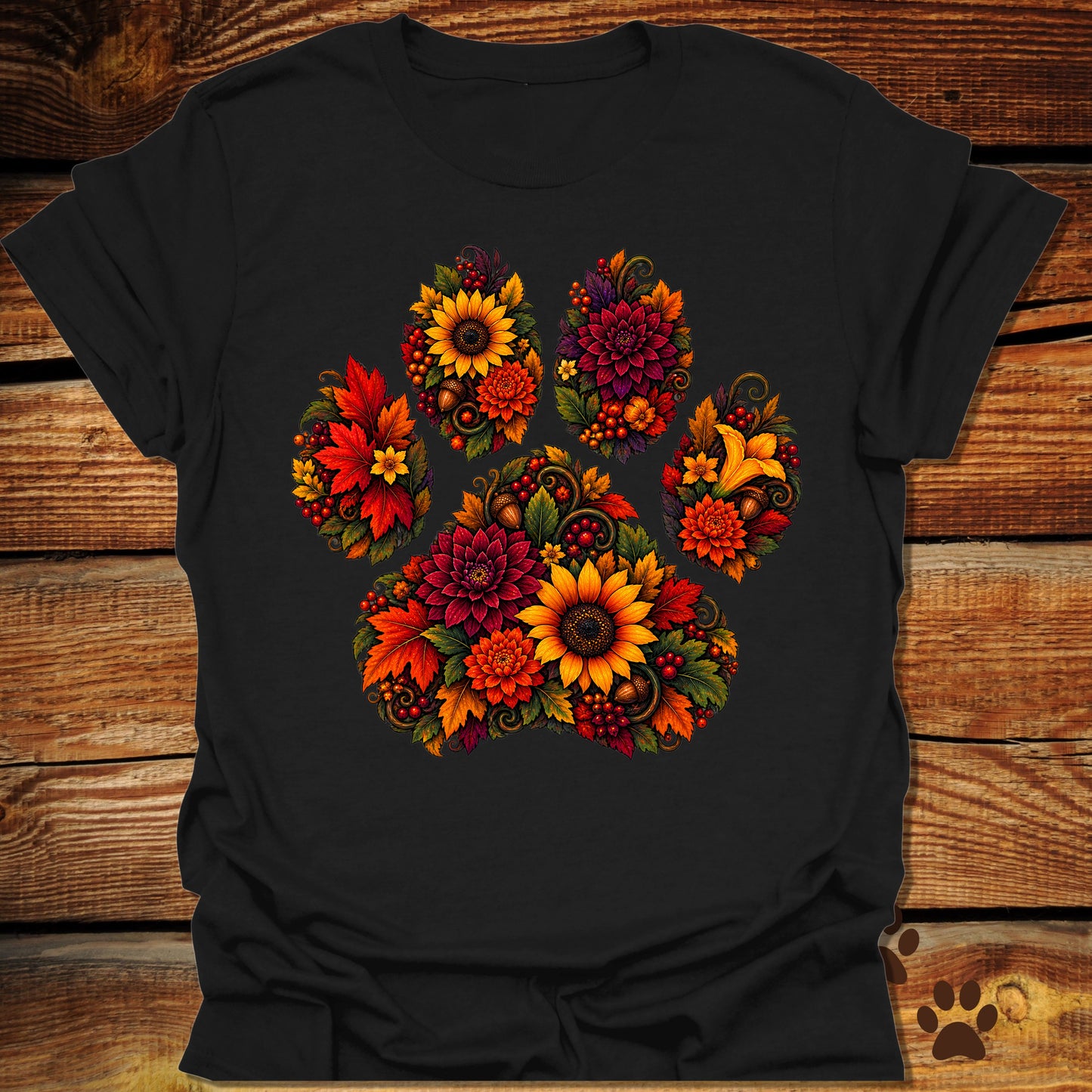Autumn Floral Paw T-Shirt