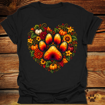 Autumn Paw Print Heart T-Shirt