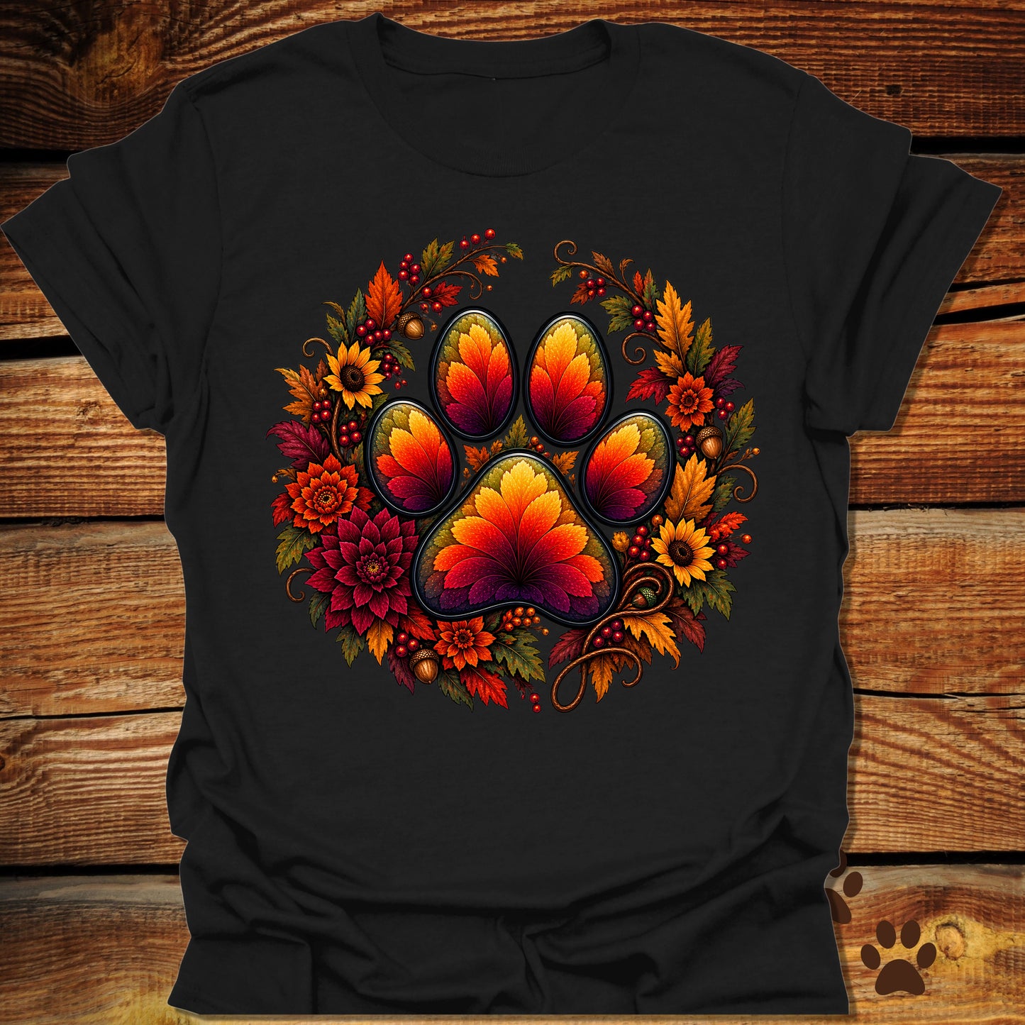 Autumn Paw Print Wreath T-Shirt