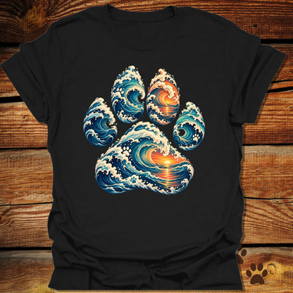 Ocean Sunset Wave Paw T-Shirt