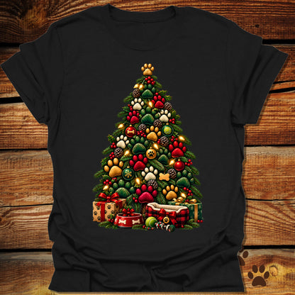 Dog Paw Christmas Tree T-Shirt
