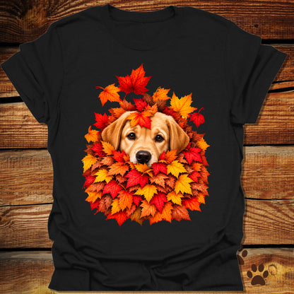Yellow Labrador Retriever Leaf Pile T-Shirt - Front & Back Print