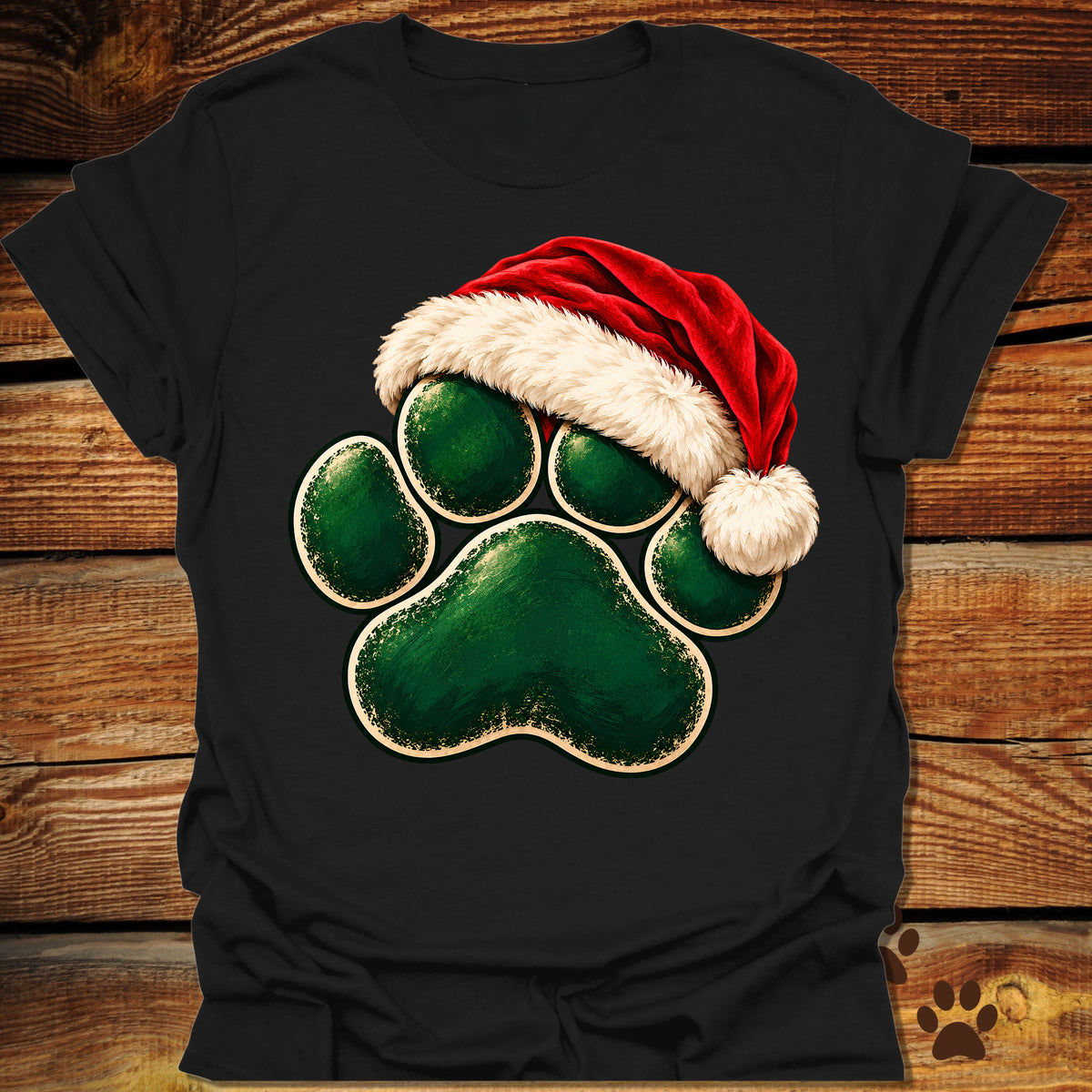 Santa Paw Print Christmas T-Shirt