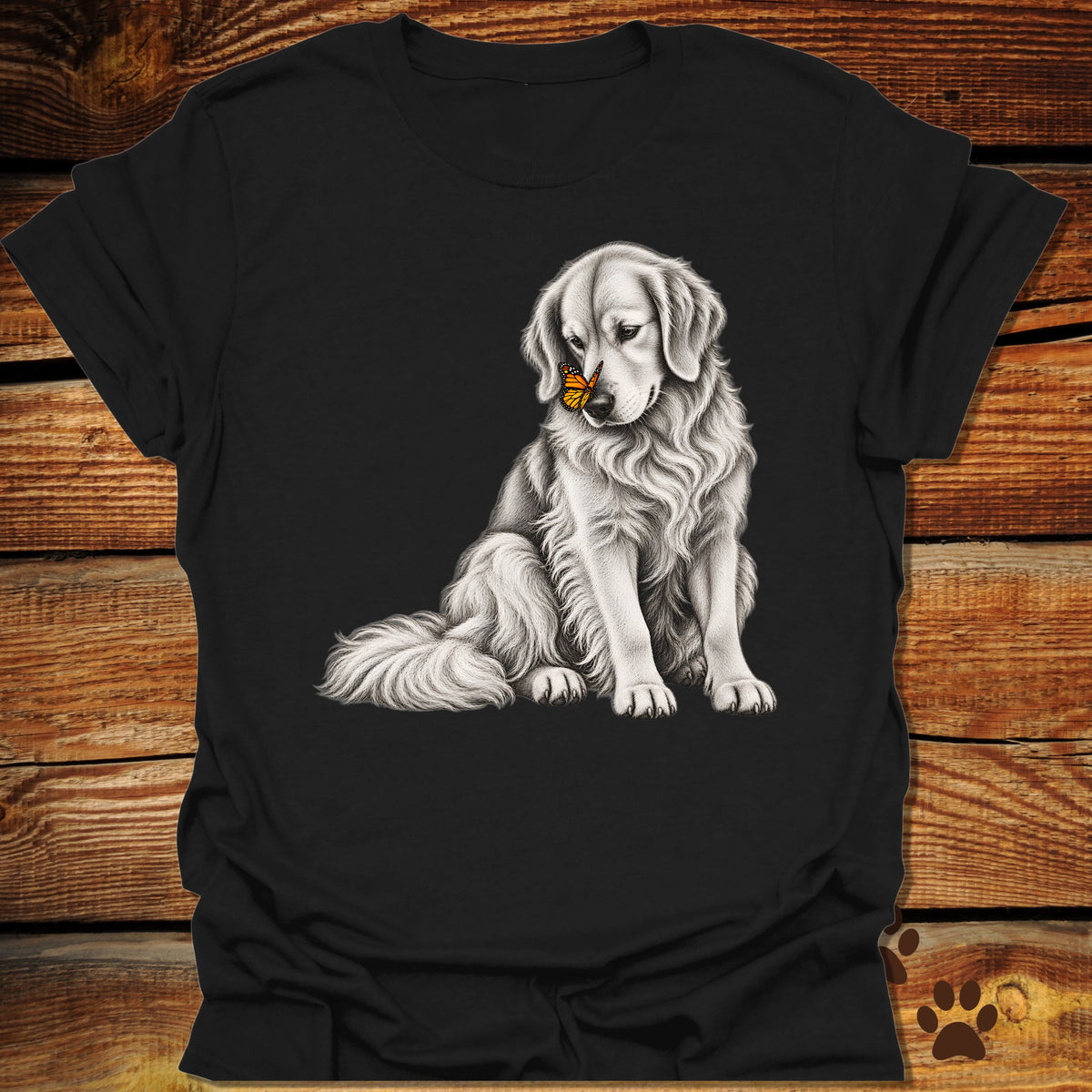 Golden Retriever with Butterfly on Nose T-Shirt