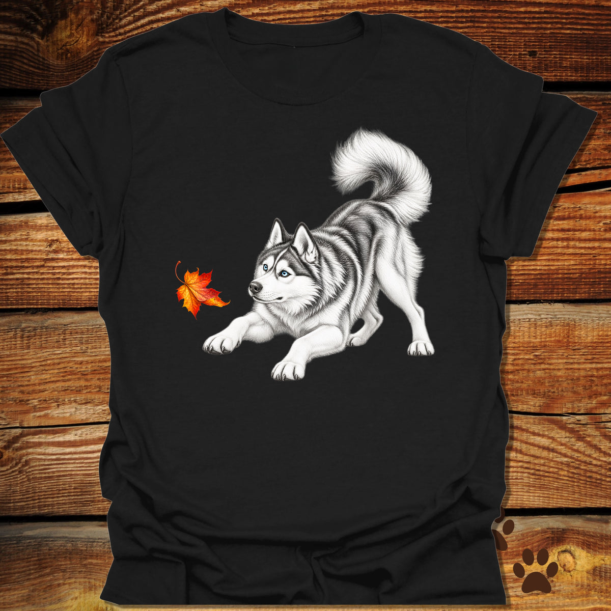 Siberian Husky Fall Leaf T-Shirt