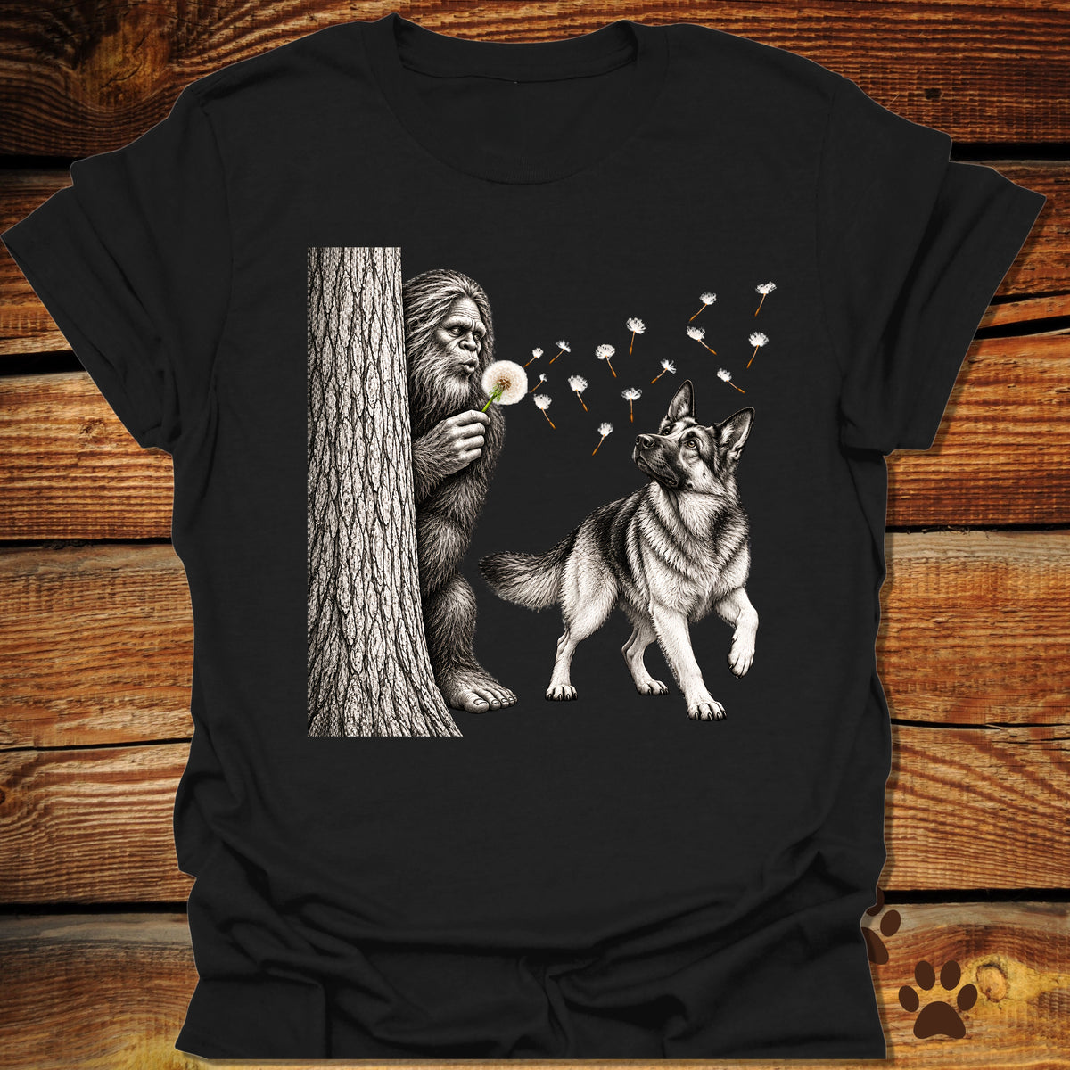 Bigfoot German Shepherd Dandelion T-Shirt