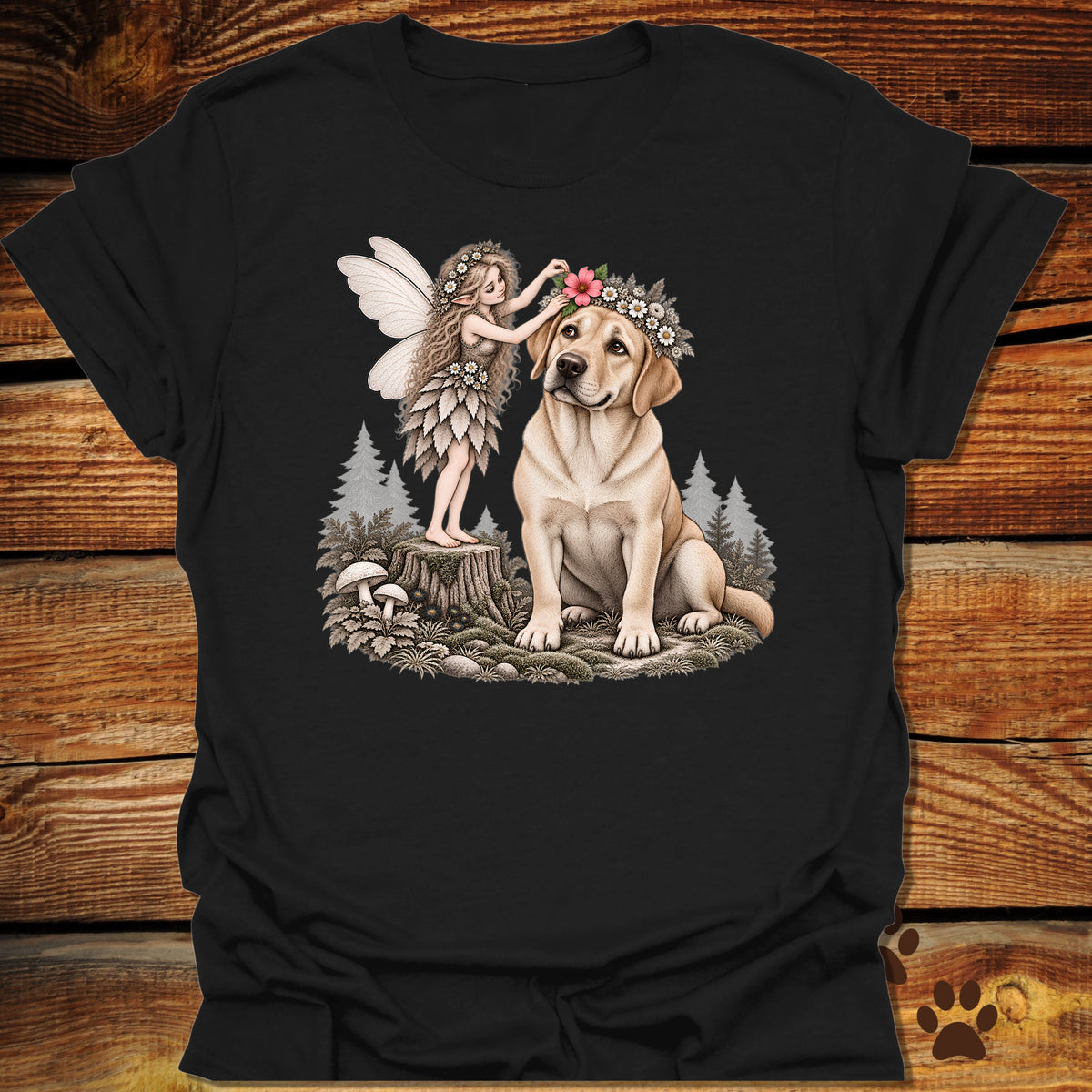 Yellow Lab Fairy Flower Crown T-Shirt