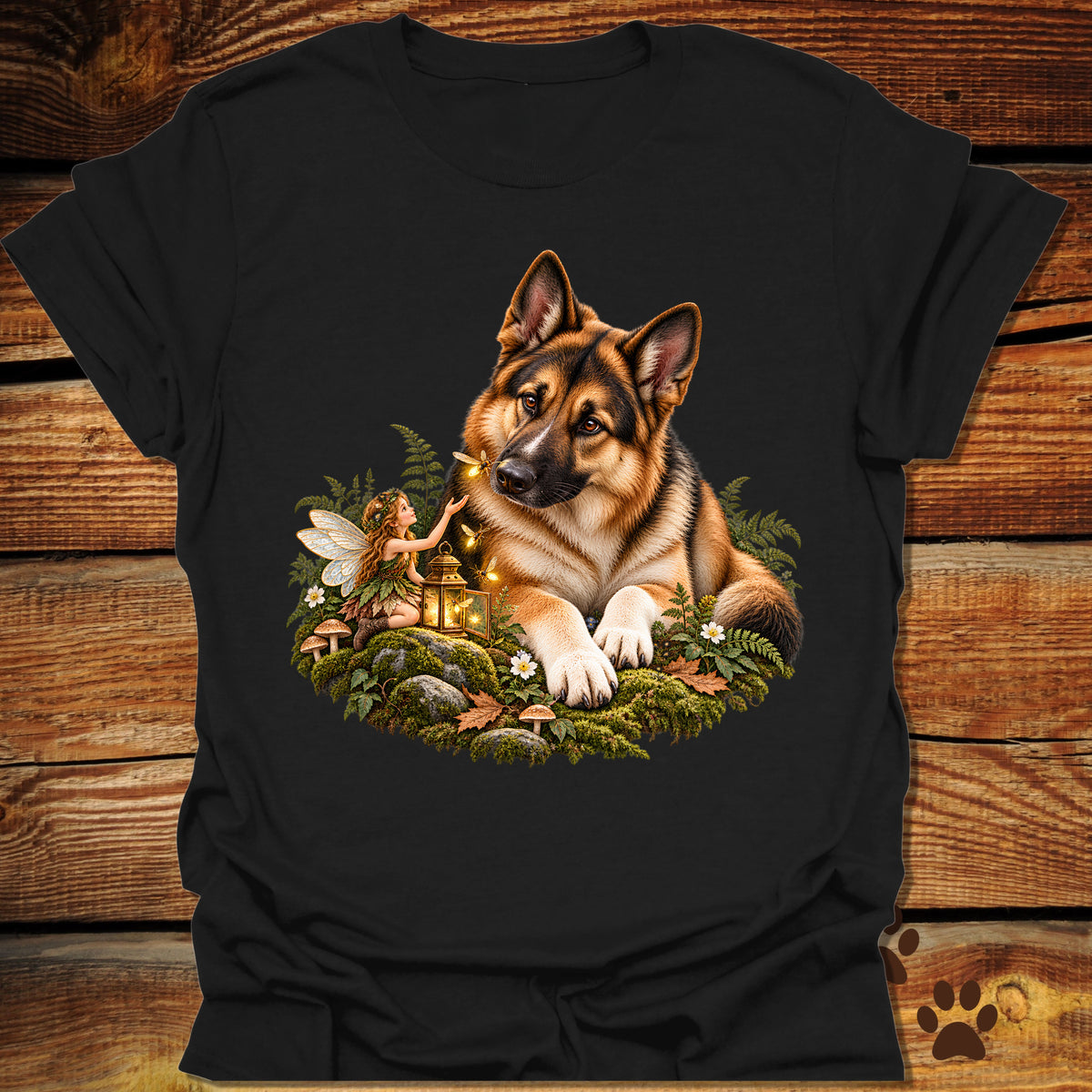German Shepherd and Fairy Fireflies T-Shirt