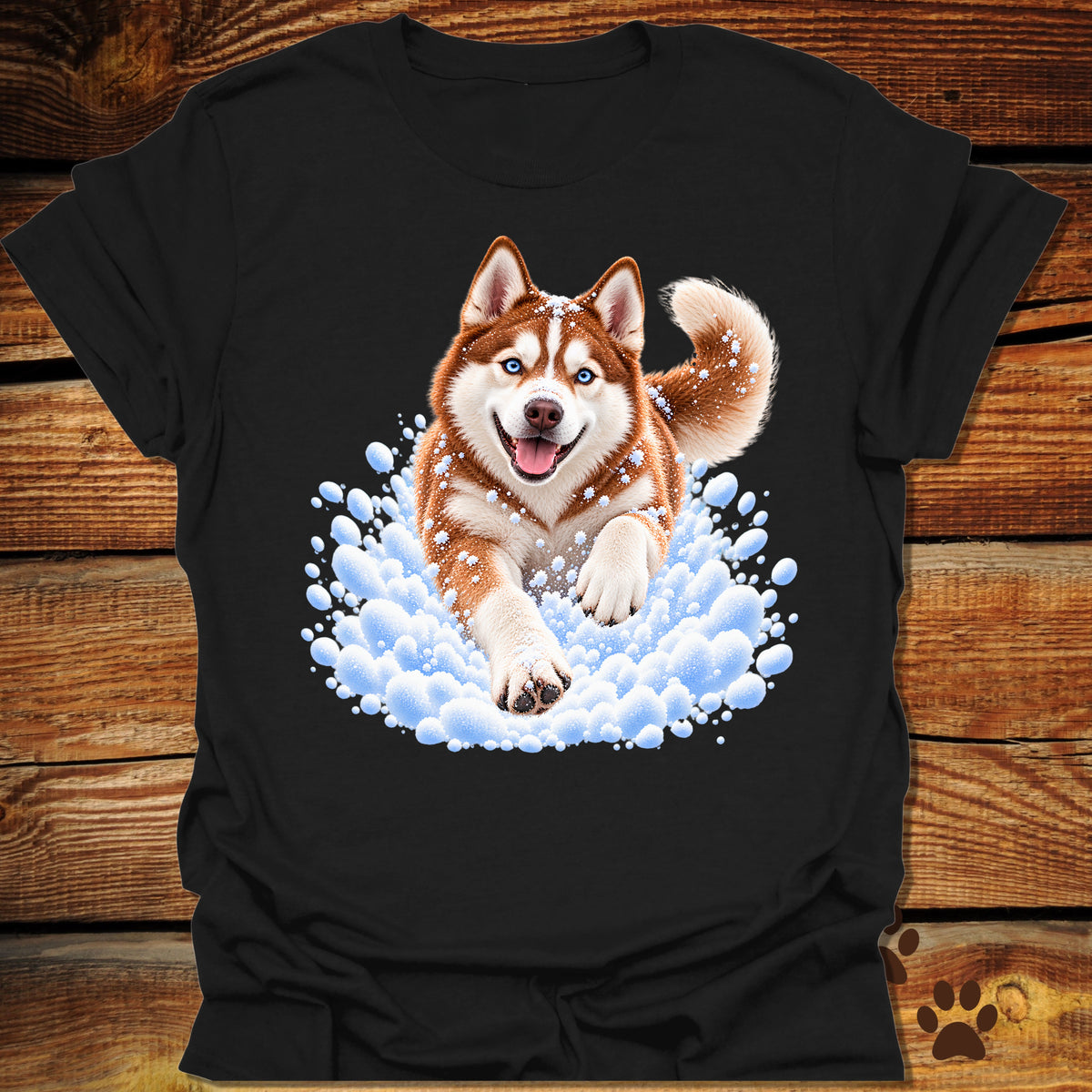 Red Husky Snow Day T-Shirt - Front & Back Print