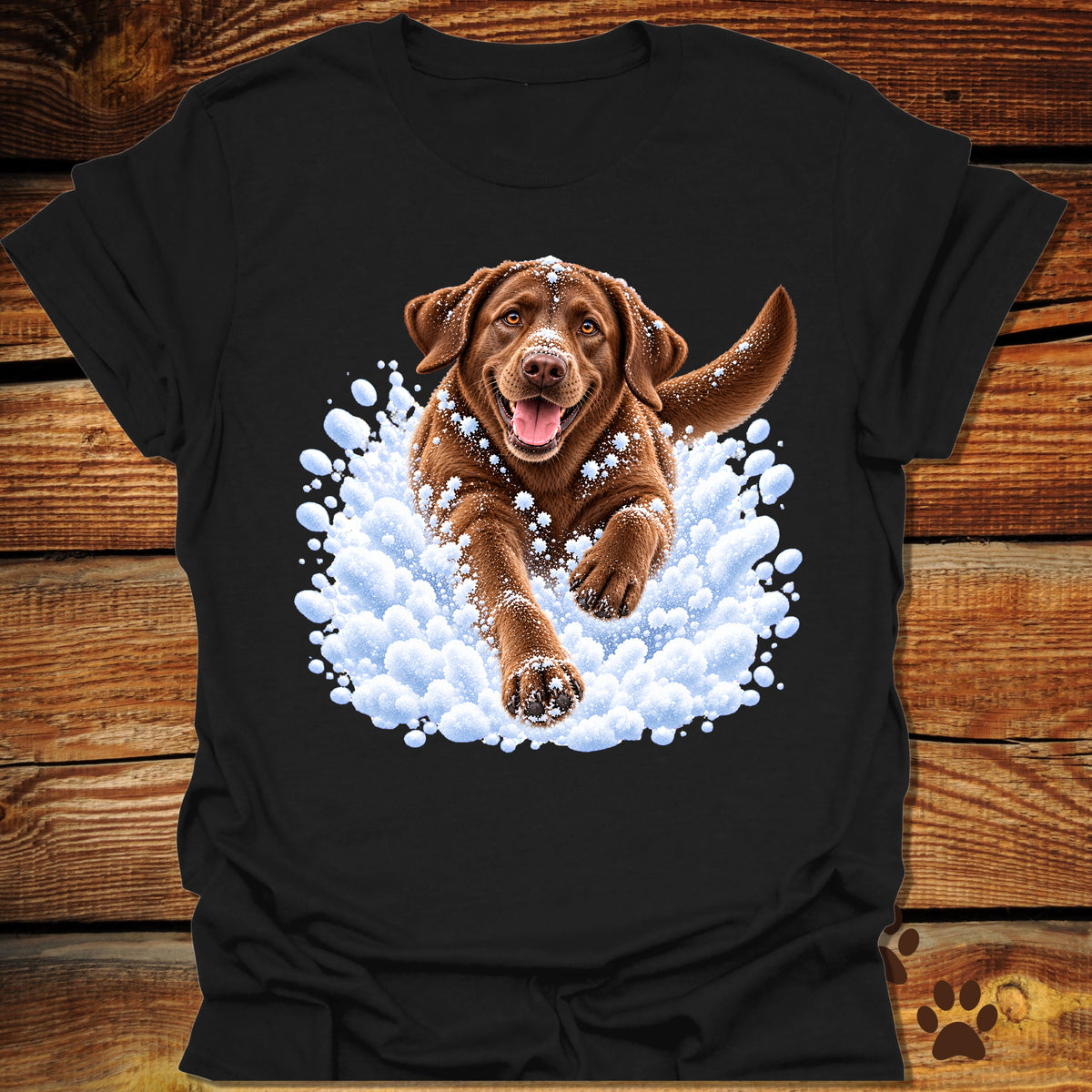 Chocolate Labrador Snow Day T-Shirt - Front & Back Print