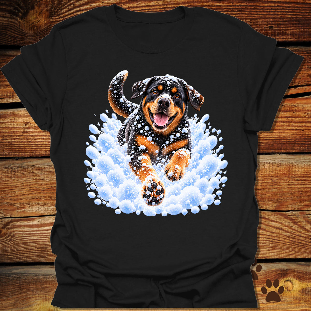 Rottweiler Snow Day T-Shirt - Front & Back Print